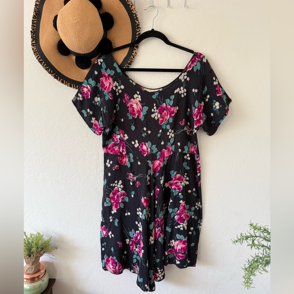 Marrika Nakk Vintage Floral Short Sleeve Mini Dress Prarie Western - Picture 2 of 14